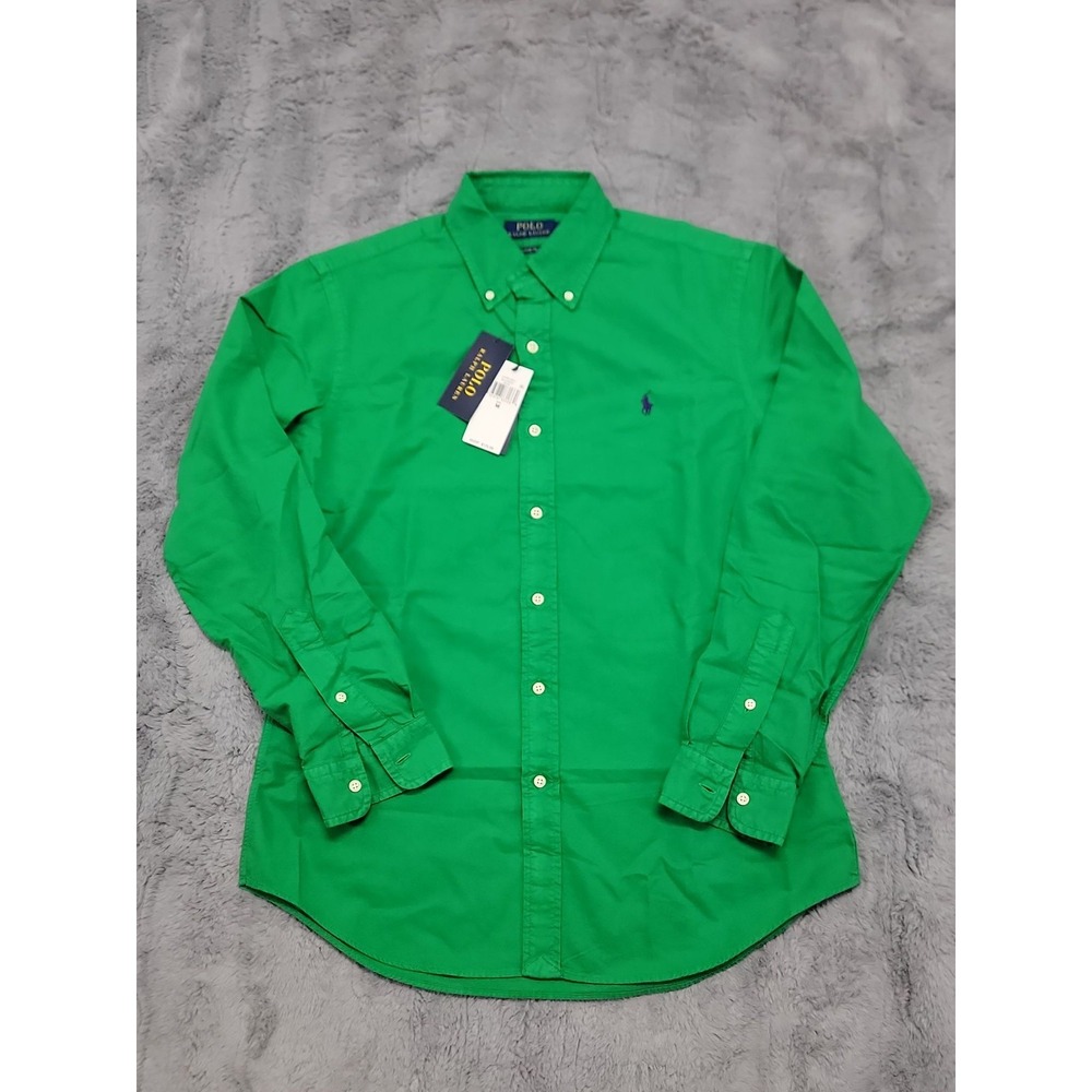 Polo Ralph Lauren Shirt Mens Medium Green Classic Fit Oxford Button Down Pony